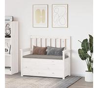LoogCape Banc blanc 112,5 x 51,5 x 96,5 cm en bois massif de pin avec beaucoup d'espace de rangement, dossier et accoudoirs pour couloir, salon, chambre à coucher, salle à manger et entrée