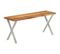 LoogCape Banc bord d'arbre 105 cm en bois d'acacia massif avec bord naturel et structure en acier moderne pour salle à manger, couloir, salon ou chambre à coucher