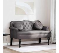 LoogCape Banc Chesterfield avec coussin gris 120,5 x 65 x 75 cm en cuir synthétique avec rembourrage pour salon, chambre à coucher, couloir, peu encombrant, élégant, durable, avec espace de rangement