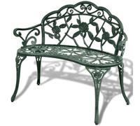 LoogCape Banc de Jardin 100 cm en Aluminium coulé Vert avec Dossier et accoudoirs, mobilier extérieur Robuste pour terrasse Patio Balcon ou Parc, capacité 110 kg