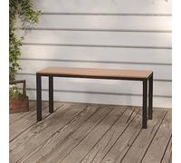LoogCape Banc de Jardin 110 cm en Acier et WPC Marron et Noir pour Espace extérieur terrasse Balcon Patio mobilier résistant aux intempéries et Confortable