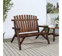 LoogCape Banc de jardin 2 places 119 x 85 x 98 cm en épicéa massif - Style Adirondack - Siège d'extérieur robuste pour terrasse, balcon - Ensemble de meubles de jardin