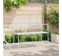 LoogCape Banc de Jardin Blanc uni en Acier 103,5 x 51,5 x 90 cm pour extérieur Patio terrasse Balcon mobilier d'assise Robuste et Durable avec Dossier et accoudoirs Confortables
