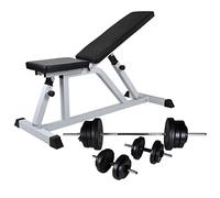 LoogCape Banc de musculation avec haltères longues et haltères - 60,5 kg - Station de musculation multifonction pour musculation, musculation et musculation dans la salle de gym à domicile, avec câble