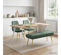 LoogCape Banc double couche vert mer 120 x 45 x 46 cm - Banc rembourré en velours avec cadre en bois et métal - Décoration et assise polyvalente pour salon, couloir, chambre à coucher, salle à manger