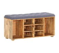 LoogCape Banc en bois massif de mango avec espace de rangement, 8 compartiments, siège rembourré, 100 x 35 x 47 cm, pour couloir et couloir, rangement pour chaussures et ordre