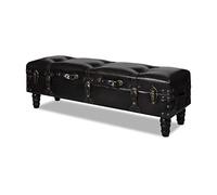 LoogCape Banc long avec espace de rangement, tabouret, marron, rembourrage en MDF pour couloir, rangement à chaussures et salon, avec compartiment intérieur et poignée de transport