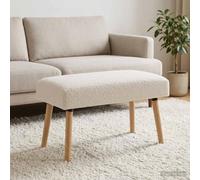 LoogCape Banc uni crème 80 x 40 x 46 cm Bou anc avec coussin, cadre en bois, pieds coniques, polyvalent pour chambre à coucher, salon, couloir, salle à manger, peu encombrant, durable, design