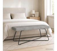 LoogCape Banc uni gris clair 110 x 40 x 45 cm en velours avec cadre en bois pour chambre à coucher, salon, couloir, salle à manger, siège avec rembourrage et espace de rangement