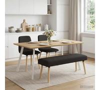 LoogCape Banc uni noir 110 x 40 x 46 cm Bou anc avec rembourrage, cadre en bois et pieds coniques pour salon, couloir, chambre à coucher, salle à manger, peu encombrant et durable