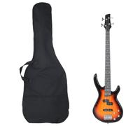 LoogCape Basse électrique pour débutants 4/4 46" avec sac pratique Marron Noir Bois massif durable avec accessoires Idéal pour les débutants, les enfants, les adultes, les cours de musique