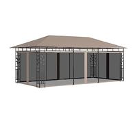 LoogCape Belvédère avec moustiquaire 6x3x2,73 m Taupe en Tissu Polyester 180 g/m² pour Jardin terrasse Patio extérieur avec Cadre en Acier Robuste