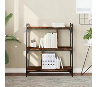LoogCape Bibliothèque à 3 étages en chêne fumé 76 x 32 x 88 cm, matériau en bois stable, pieds réglables, design moderne, idéale pour le salon, le bureau et la chambre à coucher
