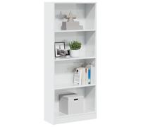 LoogCape Bibliothèque blanche brillante, 60 x 24 x 143 cm, moderne, avec 4 compartiments, en bois dérivé du bois, bibliothèque polyvalente pour salon, chambre à coucher, bureau