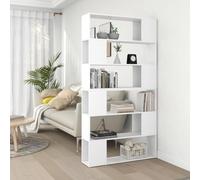 LoogCape Bibliothèque de Rangement Blanche en Bois d'ingénierie 100x24x188 cm idéale pour Salon Chambre Bureau avec Compartiments et Fixation Murale pour Une Organisation élégante