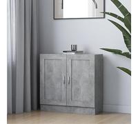 LoogCape Bibliothèque en bois dérivé du bois - Gris béton - 82,5 x 30,5 x 80 cm - Moderne - Avec 2 portes - Pour chambre à coucher, bureau - Polyvalente, robuste, grande stabilité - Idéale pour ranger