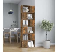 LoogCape Bibliothèque en Bois d'ingénierie chêne fumé 60x24x186 cm avec Support Mural, Rangement spacieux, séparateur de pièce, Design scandinave Moderne pour Salon et Bureau