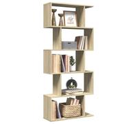 LoogCape Bibliothèque, séparateur de pièce, à 5 étages, chêne Sonoma, 70 x 24 x 161 cm, polyvalente, design moderne pour salon, bureau et chambre à coucher