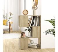 LoogCape Bibliothèque séparateur de pièce, chêne Sonoma, 60 x 24 x 94 cm, en matériau dérivé du bois, 3 compartiments, étagère moderne pour bureau, salon