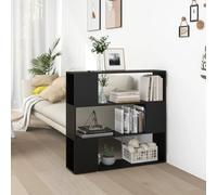 LoogCape Bibliothèque séparateur de pièce, noire, 100 x 24 x 94 cm, étagère sur pied, moderne, avec 3 compartiments, en bois de rangement polyvalent, pour salon et bureau