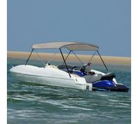 LoogCape Bimini Top - 2 arcs - Gris - 180 x 150 x 110 cm - Résistant aux intempéries - Protection UV pour bateaux - Avec cadre en aluminium - Imperméable - Inoxydable - Durable - Avec housse de