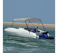 LoogCape Bimini Top à 2 arches, gris, 150 x 120 x 110 cm, avec cadre en aluminium, imperméable, résistant aux UV, résistant aux intempéries, pour bateau, voilier, bateau à moteur, yacht, capot de