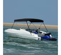LoogCape Bimini Top à 2 arches, noir, 180 x 130 x 110 cm, résistant aux intempéries, protection UV, durable, pour yacht, bateau, bateau à moteur, voilier et bateau gonflable, avec housse de protection
