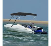 LoogCape Bimini Top à 4 arcs Noir 243 x 180 x 137 cm avec housse en polyester résistante aux intempéries et aux UV, cadre en aluminium robuste, sangles en nylon réglables, housse de protection incluse