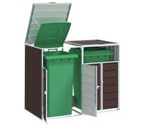 LoogCape Boîte à poubelles pour 2 tonnes, marron, 144 x 81 x 113 cm, en acier, résistant aux intempéries, verrouillable, brise-vue pour jardin, terrasse, extérieur, boîte à déchets, armoire à déchets