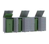 LoogCape Boîte à poubelles pour 5 tonnes - Gris - 345 x 79 x 117 cm - En acier - Verrouillable - Avec couvercle à ressort à gaz - Pour extérieur, jardin, terrasse et jardin d'entrée