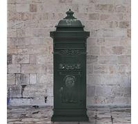 LoogCape Boîte aux lettres en aluminium inoxydable de style vintage avec deux compartiments verrouillables pour jardin et entrée, résistante aux intempéries, robuste, vert, dimensions 35,5 x 32 x