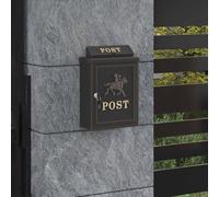 LoogCape Boîte aux lettres murale Bronze 29 x 13 x 41 cm en fonte d'aluminium résistant aux intempéries avec serrure pour l'extérieur, design vintage, boîte aux lettres, boîte aux colis, avec fenêtre