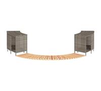 LoogCape Bordure de spa en rotin synthétique gris et bois d'acacia massif pour jardin, piscine, spa, avec espace de rangement, résistant aux intempéries, modulaire, durable, nettoyage facile, escalier