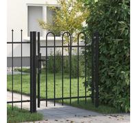 LoogCape Boxtel Porte de clôture simple avec extrémité arquée en acier revêtu par pulvérisation Noir 100 x 150 cm Porte de jardin avec charnière et 3 clés pour entrée de jardin