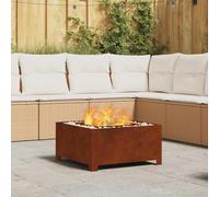 LoogCape Brasero marron 60 x 60 x 30 cm en acier résistant aux intempéries pour jardin, terrasse, extérieur, chauffage avec haute résistance à la chaleur et design élégant pour des soirées