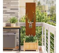 LoogCape Brise-vue de jardin rouillé en acier résistant aux intempéries 32 x 140 cm avec incrustations décoratives pour l'intimité et un design élégant en extérieur