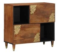 LoogCape Buffet avec étagère marron 80 x 33 x 75 cm en bois massif de mangue, design moderne, espace de rangement pour salon et bureau