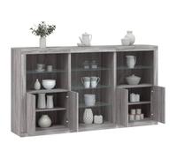 LoogCape Buffet avec lumières LED gris sonoma 181,5 x 37 x 100 cm Buffet moderne avec espace de rangement pour salon, salle à manger, couloir et chambre à coucher, idéal pour l'ordre et la décoration