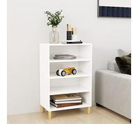 LoogCape Buffet blanc 57 x 35 x 90 cm en bois avec 4 étagères, espace de rangement, commode universelle pour salon, salle à manger, couloir, chambre à coucher, cuisine, bureau et multi-usage