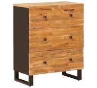 LoogCape Buffet de Rangement en Bois de Manguier Massif Marron 60 x 33 x 75 cm avec Compartiments Tiroirs Design Élégant pour Salon, Salle à Manger ou Chambre