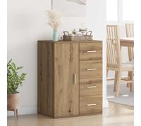 LoogCape Buffet en chêne Artisan - 59 x 39 x 80 cm - Commode rustique avec tiroirs et portes pour salle à manger, cuisine, couloir, salon, rangement peu encombrant, console stable