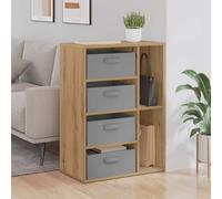 LoogCape Buffet en chêne Artisan 60 x 33,5 x 84 cm avec 4 tiroirs et 4 étagères, commode polyvalente pour salon, salle à manger, couloir, bureau, meuble de rangement durable