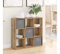 LoogCape Buffet en chêne Artisan 73,5 x 24 x 69,5 cm avec 3 tiroirs et 6 étagères, commode polyvalente pour salon, salle à manger, couloir, bureau, espace de rangement peu encombrant