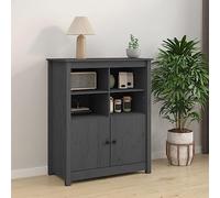 LoogCape Buffet gris 83 x 41,5 x 100 cm en pin massif avec 6 compartiments, idéal pour le salon, la salle à manger, le couloir, le bureau et l'entrée, offre beaucoup d'espace de rangement, peu