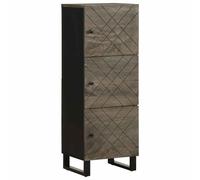 LoogCape Buffet haut 40 x 33 x 110 cm en bois massif de mangue, noir, buffet avec espace de rangement, porte, pieds en métal, salon, chambre à coucher, table TV, rack hifi, gestion des câbles, rotatif