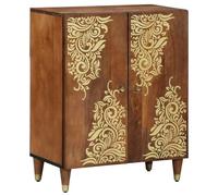 LoogCape Buffet marron en bois massif de mangue, 60 x 33 x 75 cm, avec étagère et 2 compartiments de rangement, pour cuisine, salon, couloir, ordre et rangement au design moderne