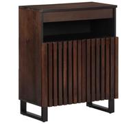 LoogCape Buffet Marron en Bois Massif de manguier avec 2 Compartiments et Portes pour Salon Chambre Bureau Cuisine Garage, Meuble de Rangement Robuste et Stable, Dimensions 60x34x75 cm