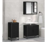 LoogCape Buffet noir aspect chêne 35,5 x 35 x 76 cm avec beaucoup d'espace de rangement pour salon, salle à manger, couloir et bureau, idéal comme commode, buffet, armoire, meuble bas ou console
