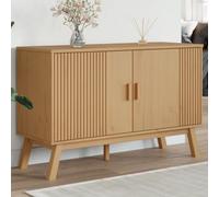LoogCape Buffet Olden Braun 114 x 43 x 73,5 cm en pin massif avec beaucoup d'espace de rangement, buffet pratique pour salon, salle à manger, couloir, bureau, peu encombrant et robuste