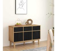 LoogCape Buffet OTTA marron noir 114 x 43 x 73,5 cm avec 3 tiroirs et portes pour salon, salle à manger, couloir, bureau, espace de rangement, peu encombrant, construction stable, imperméable